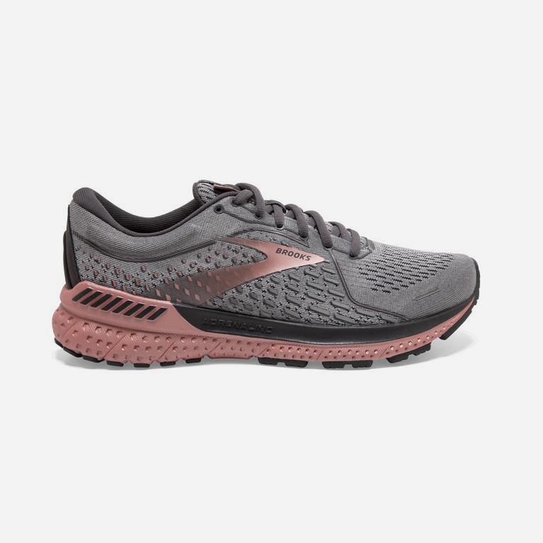 Brooks Women's Adrenaline Gts 21 Road Running Shoes Singapore - Grey/Black/Rose Gold (53187-RHGS)